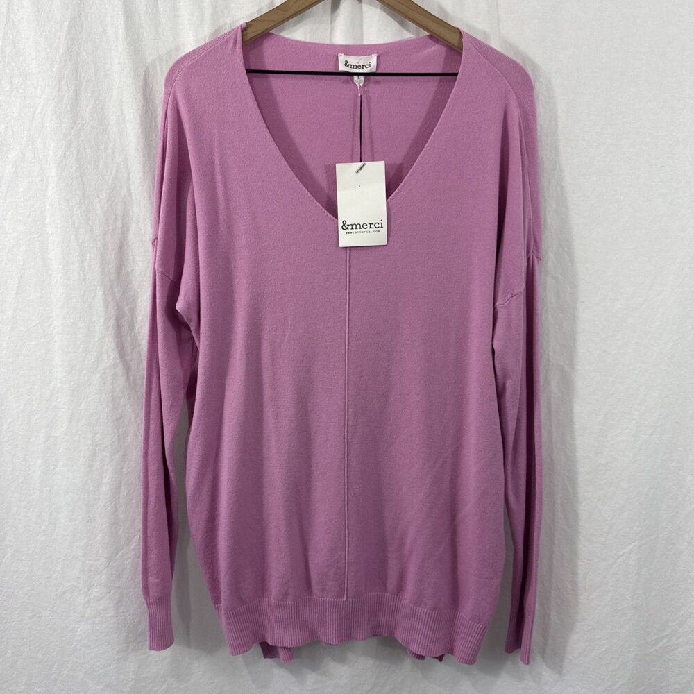 &Merci Hendrix Orchid Pink Oversized Long Sleeve Sweatshirt Sz L Lagenlook Beach